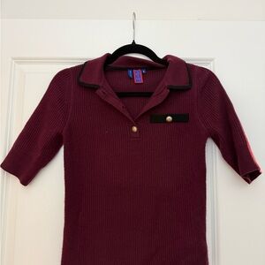 Women’s Cashmer Maroon Polo Shirt with Black Trim